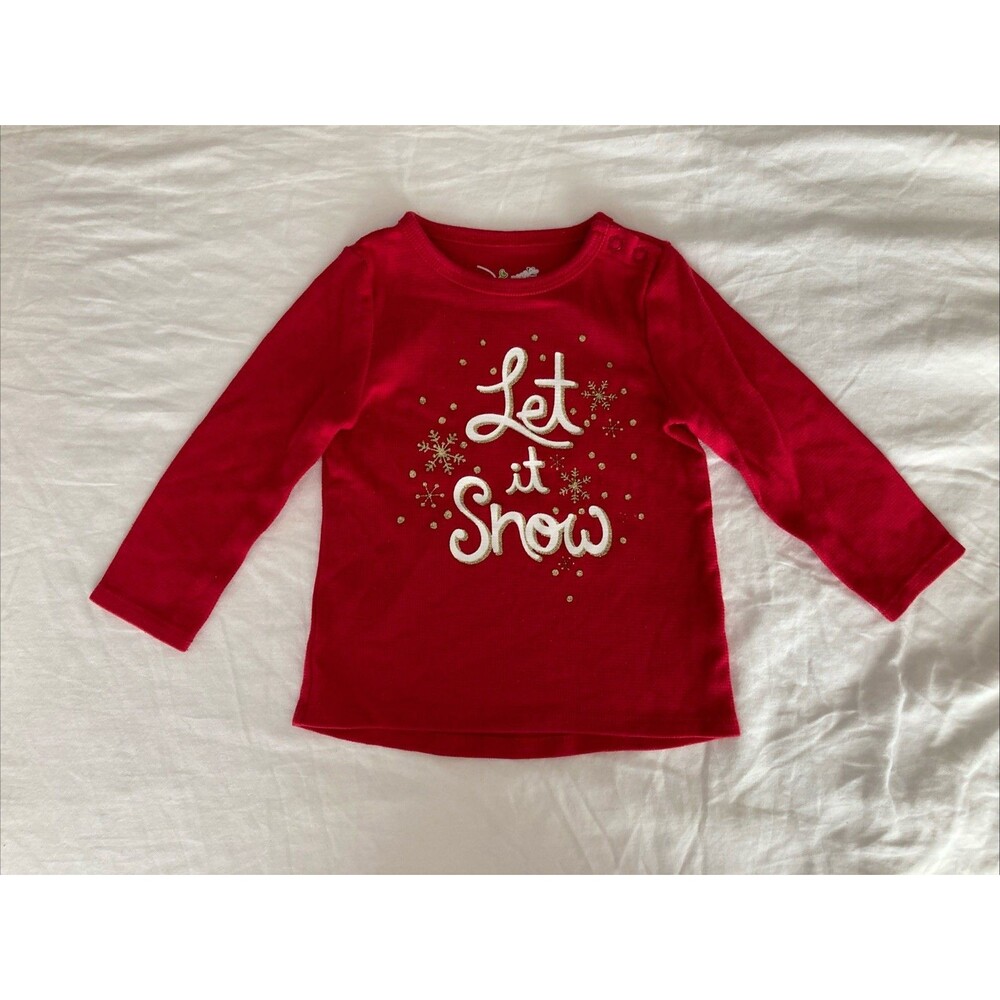 12 Months Jumping Beans baby girl clothes -  one piece shirt | snow theme